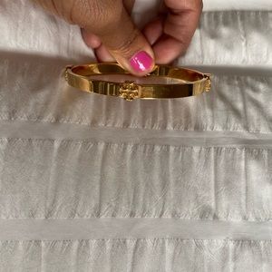 Tory Burch Round Logo Bangle Bracelet gold